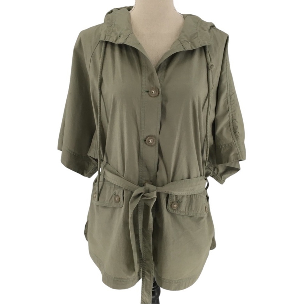 Loft Lightweight Hooded Casual Poncho Utility Button Up Jacket - Sz S